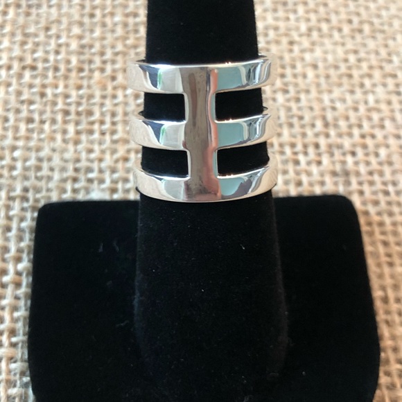 Silpada Triple Bar Band Sterling Wide Ring Sz 7 - Picture 7 of 8